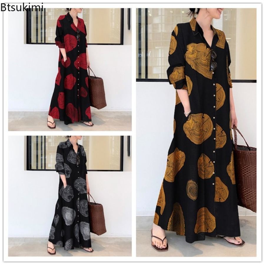 Casual Loose Linen Shirt Dress - 2026 المرأة قميص فستان فضفاض فستان