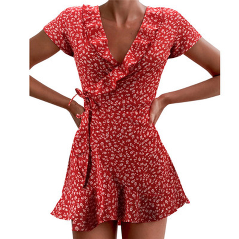 French Vintage Floral Midi Dress - فستان نسائي صغير بكشكشة زهرية ،
