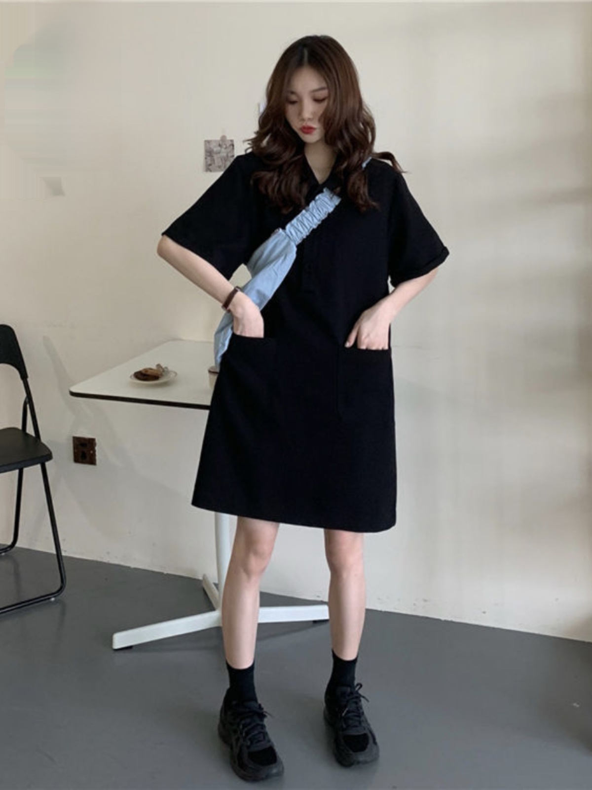 Korean Style A Line Shirt Dress - فستان نسائي كاجوال بقصة A-Line بمقاسات