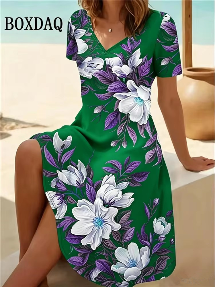 Boho Summer Beach Maxi Dress - فساتين نسائية مقاس كبير 6XL للصيف