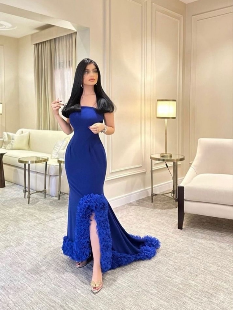 Elegant Satin Evening Gown Split - فساتين سهرة فاخرة أنيقة مخصصة من