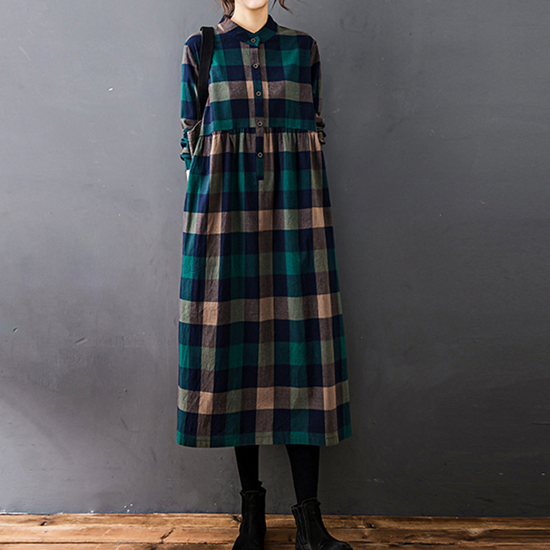 Casual Loose Linen Shirt Dress - فستان نسائي خريفي جديد بتصميم موري