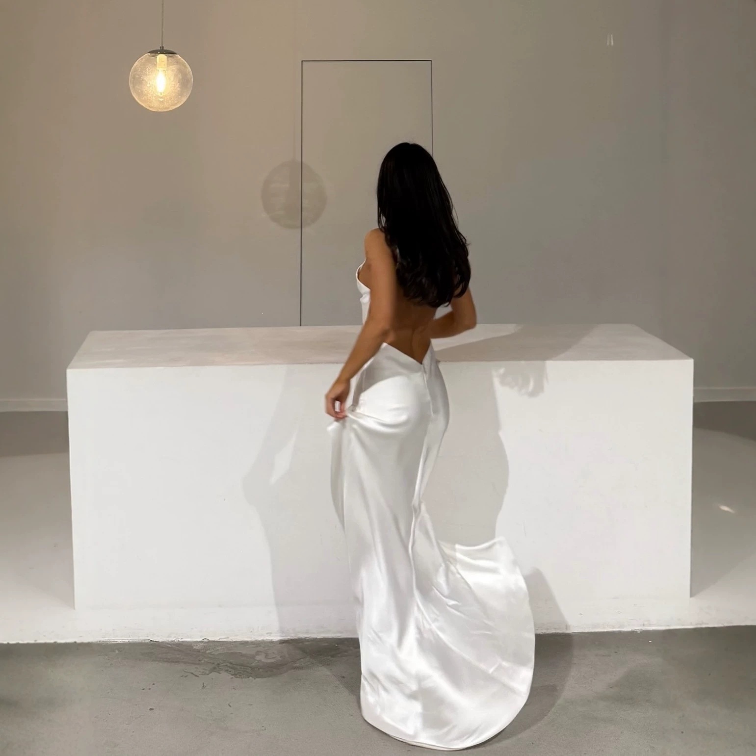 فستان سهرة طويل من الساتان الأ - مراجعة Elegant Satin Evening Gown Split وسعره