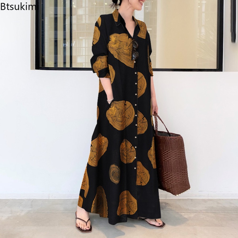 2026 المرأة قميص فستان فضفاض ف - مراجعة Casual Loose Linen Shirt Dress وسعره