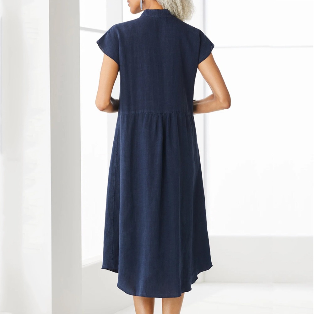 فستان نسائي كاجوال أسود بأكمام - مراجعة Casual Loose Linen Shirt Dress وسعره