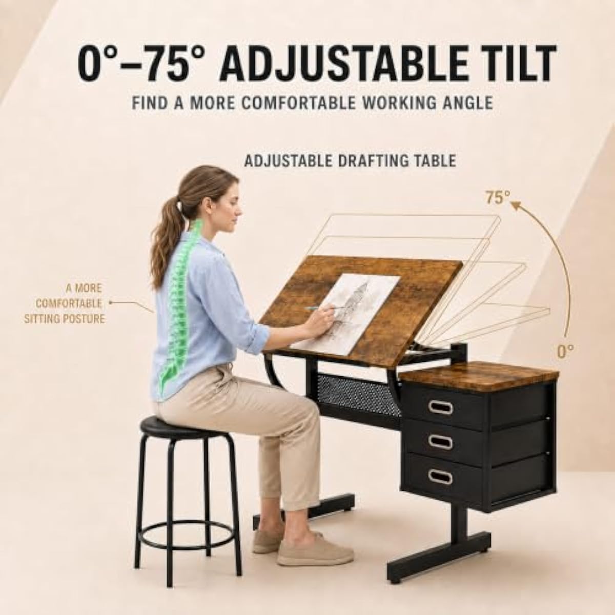 مكتب رسم قابل للتعديل مع وظيفة - مراجعة Tops وسعره