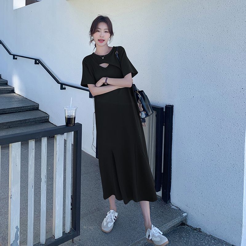 فستان تي شيرت بتصميم بسيط ومجو - مراجعة Korean Style A Line Shirt Dress وسعره