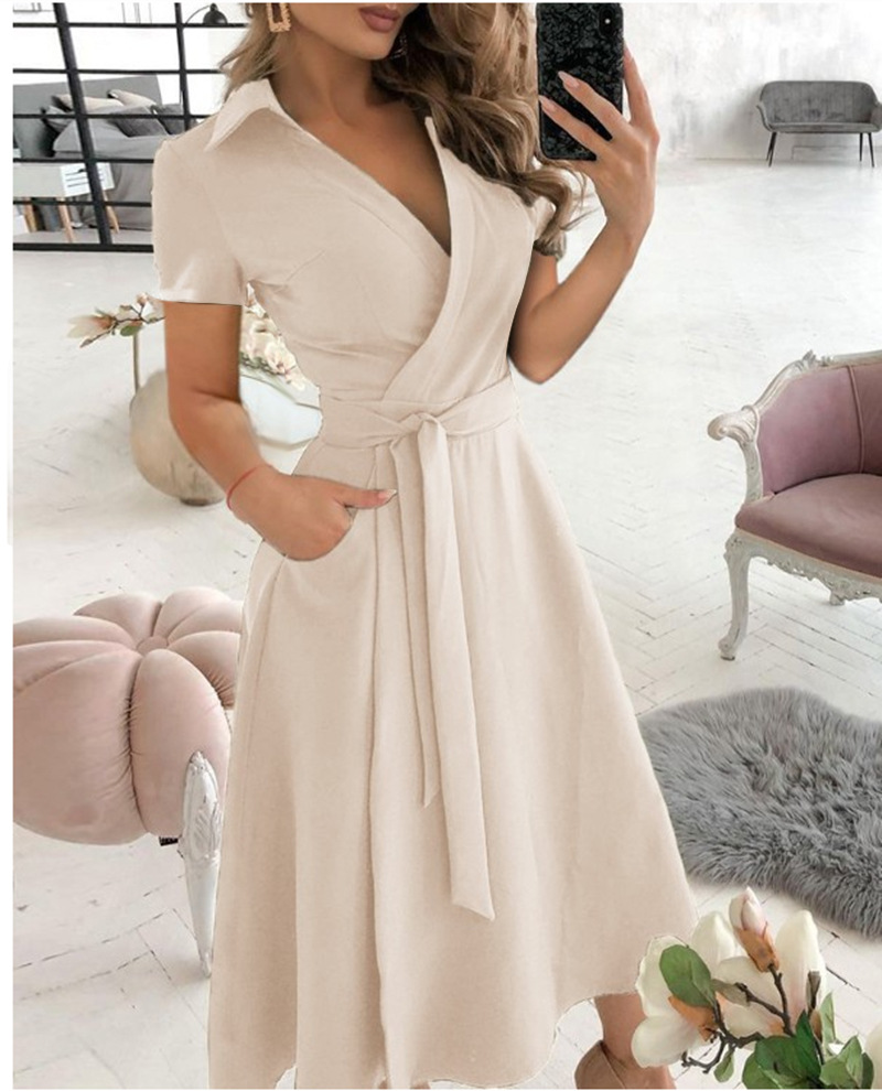 فستان نسائي قصير الأكمام بتصمي - مراجعة French Vintage Floral Midi Dress وسعره