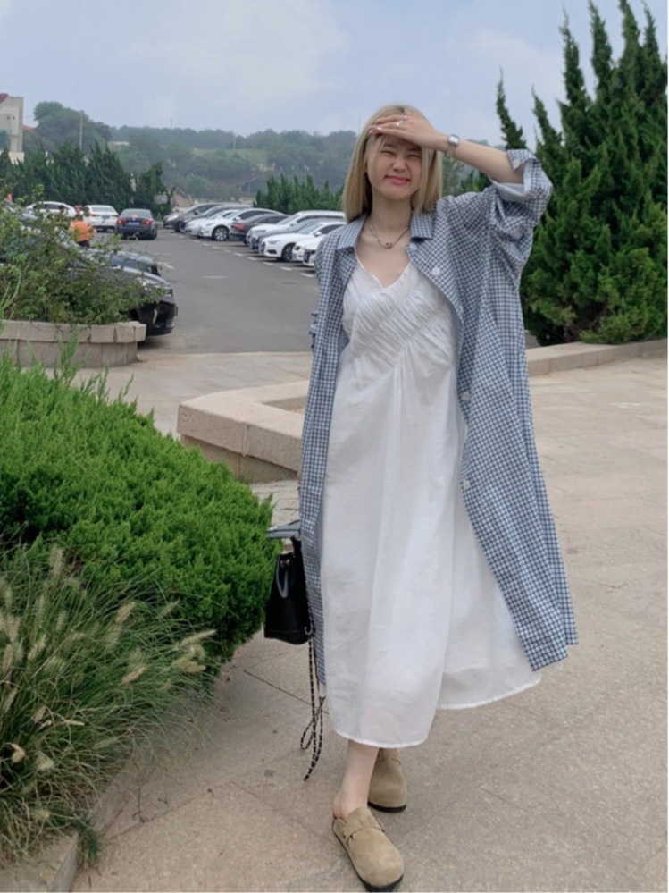طقم أنيق بمقاسات كبيرة، معطف ق - مراجعة Korean Style A Line Shirt Dress وسعره
