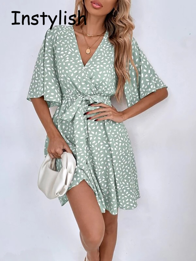 فستان قصير منقط بطباعة صغيرة م - مراجعة French Vintage Floral Midi Dress وسعره