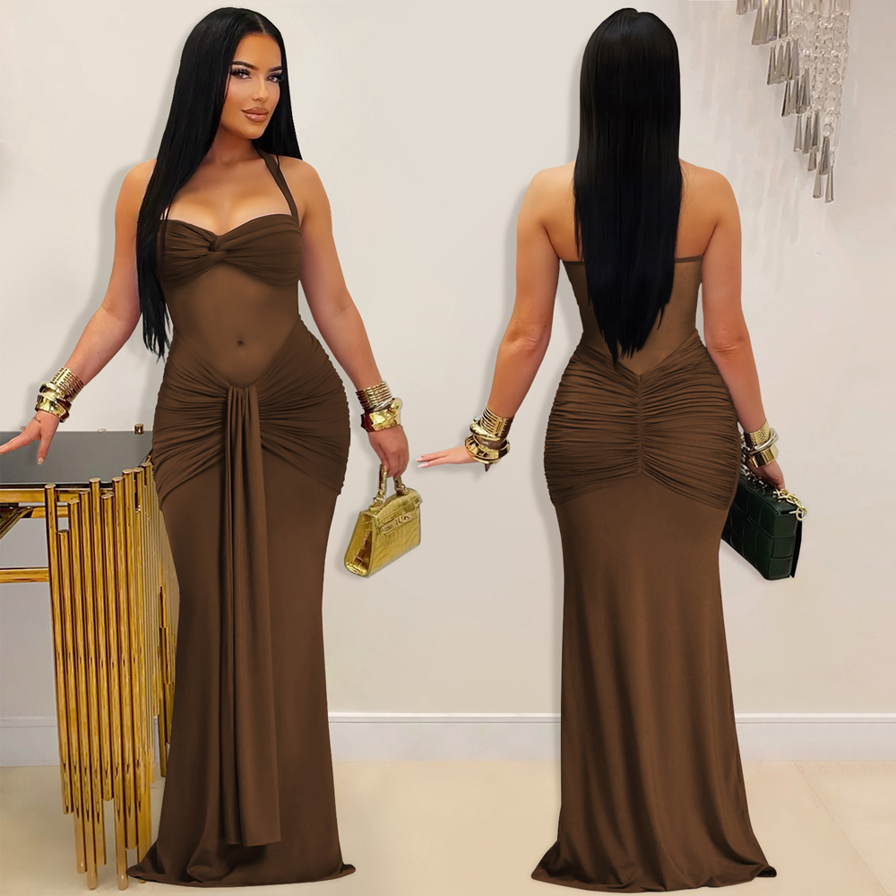 فستان نسائي طويل ماكسي مثير، ب - مراجعة Sexy Mesh Sheer Bodycon Dress وسعره