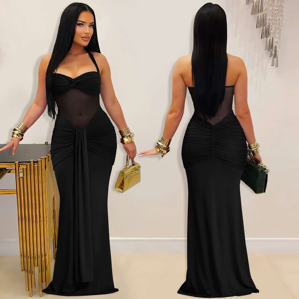 فستان نسائي طويل ماكسي مثير، ب - مراجعة Sexy Mesh Sheer Bodycon Dress وسعره