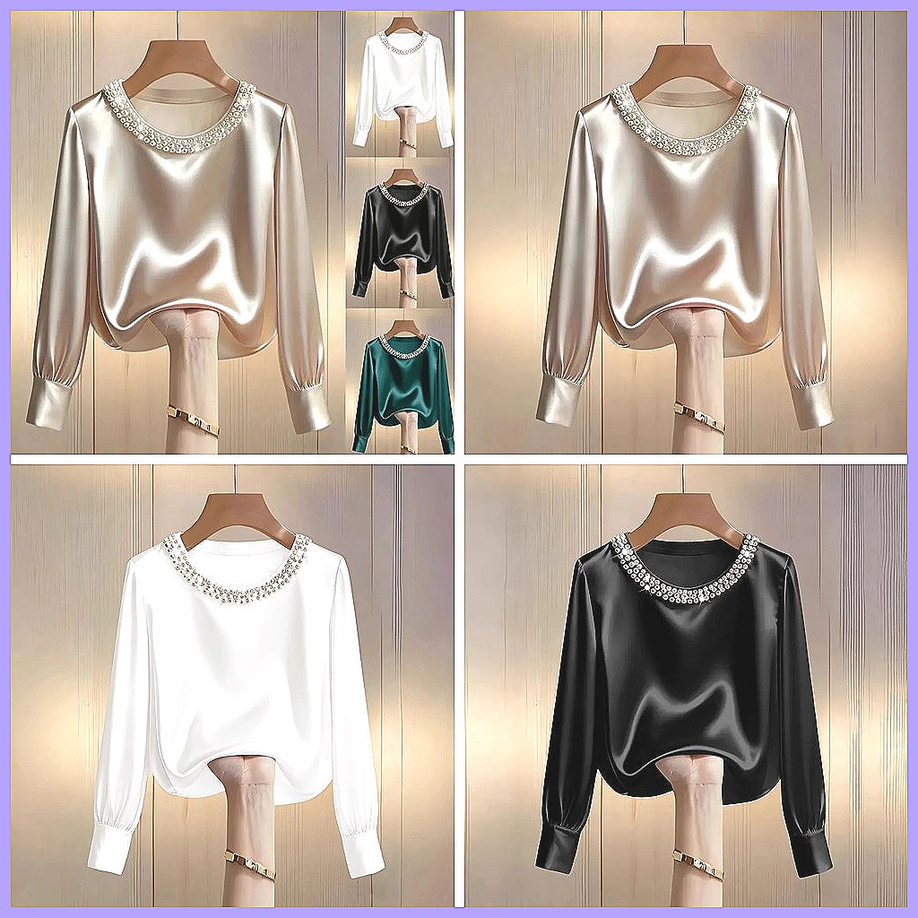 بلوزة ساتان أنيقة مزينة بالخرز - مراجعة Blouses وسعره