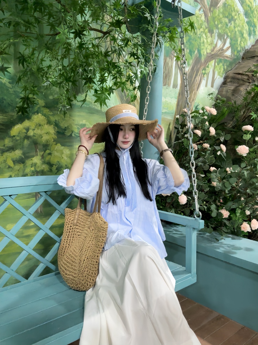 طقم نسائي مقاس كبير: قميص أزرق - مراجعة Korean Style A Line Shirt Dress وسعره