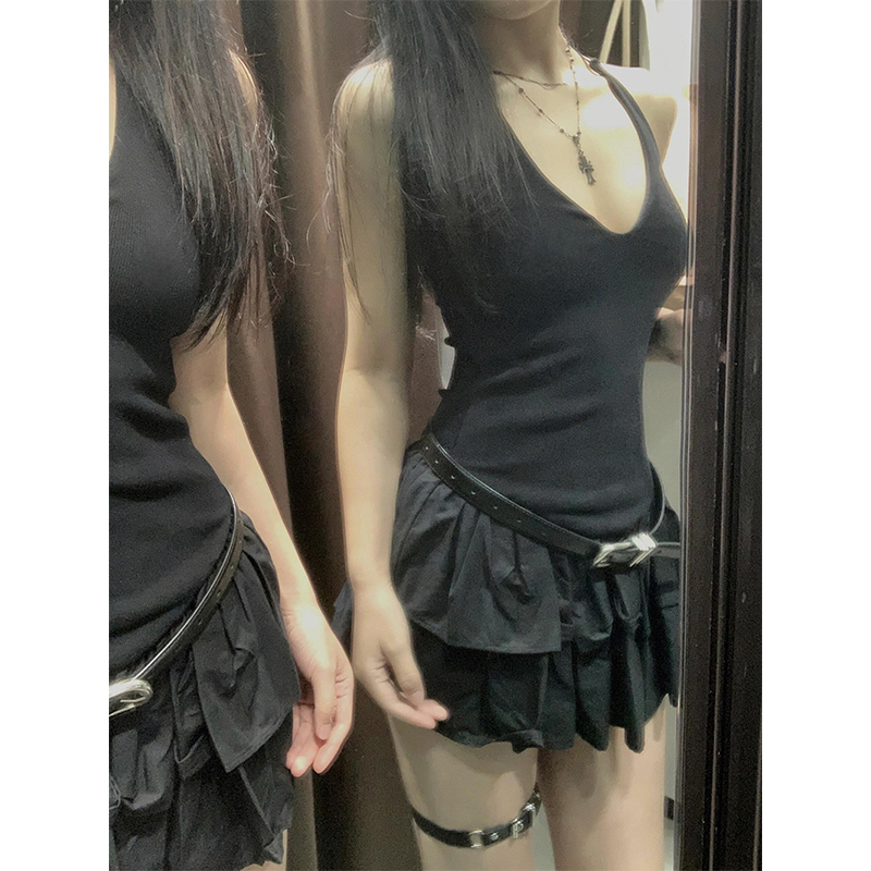 فستان أسود قصير من MEXZT Y2K ف - مراجعة Y2K Backless Halter Mini Dress وسعره