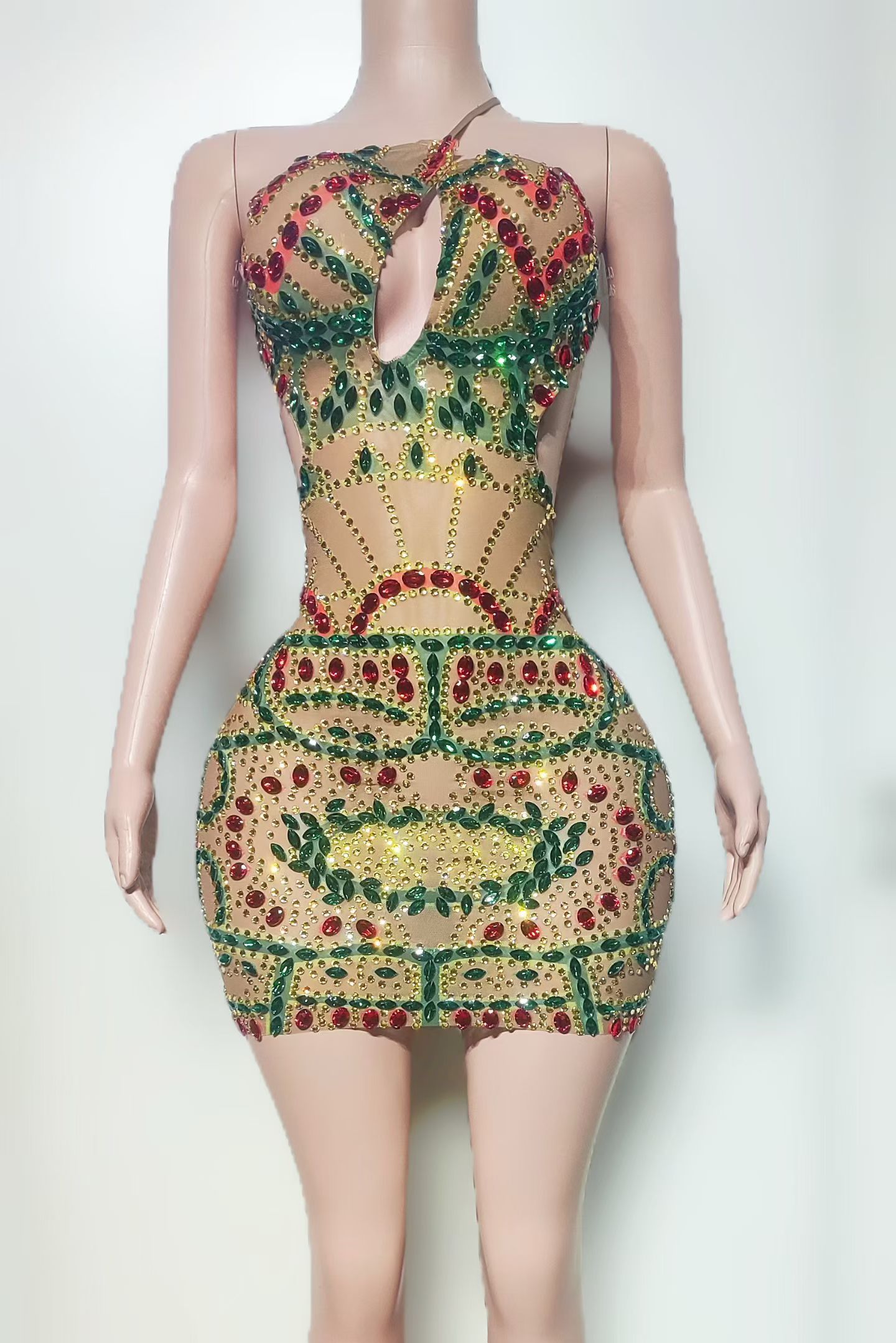 فستان كوكتيل فاخر مرصع بالكريس - مراجعة Sparkly Rhinestone Club Party Dress وسعره