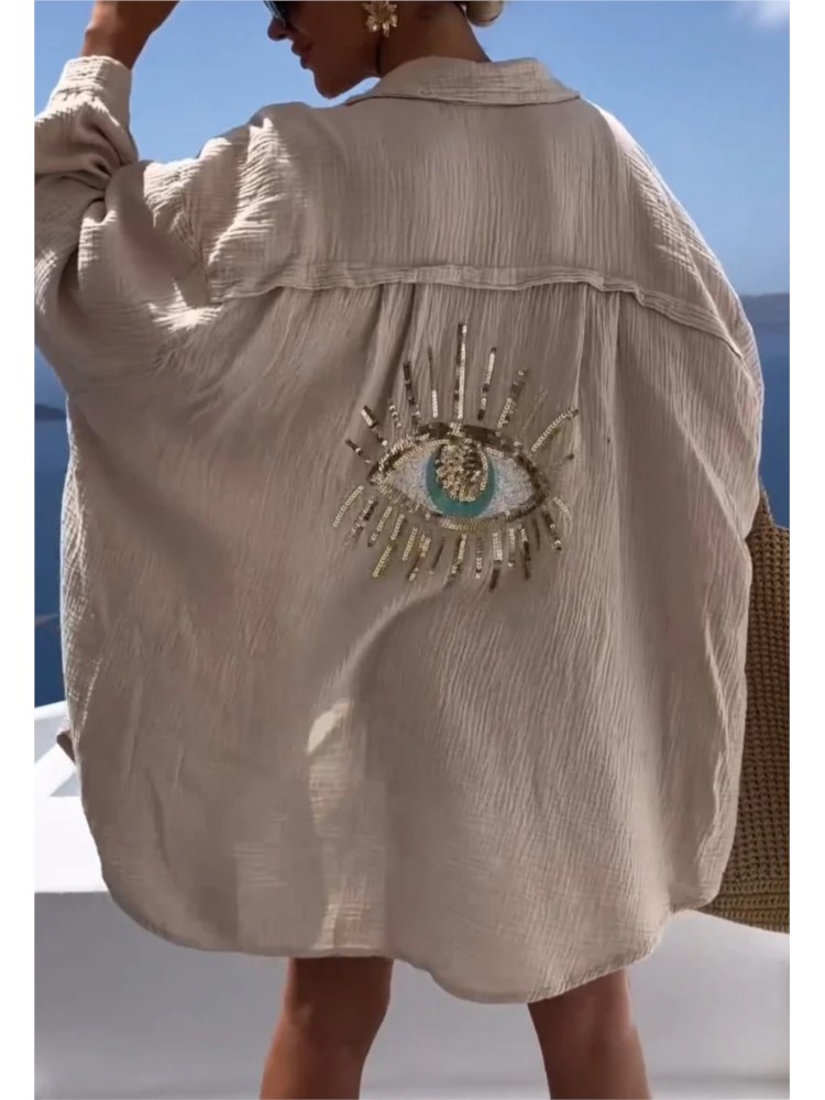فساتين نسائية غير رسمية مرصعة  - مراجعة Casual Loose Linen Shirt Dress وسعره