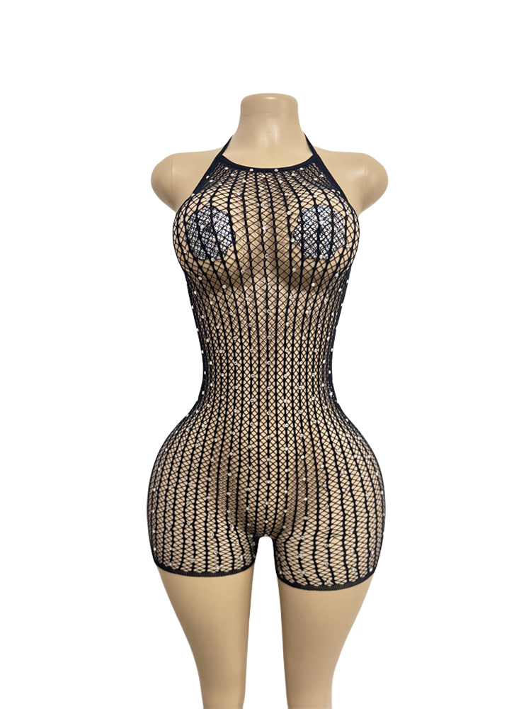 فستان شبكي مزين بالأحجار الكري - مراجعة Sexy Mesh Sheer Bodycon Dress وسعره