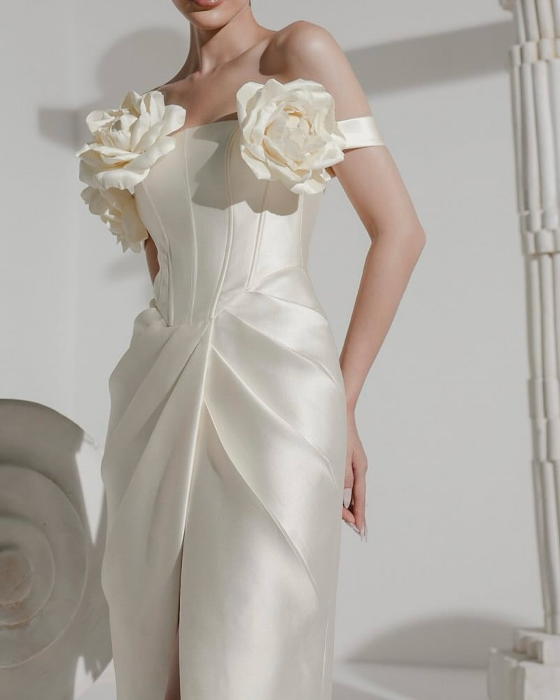 فستان سهرة فاخر وأنيق بتصميم Q - مراجعة Elegant Satin Evening Gown Split وسعره