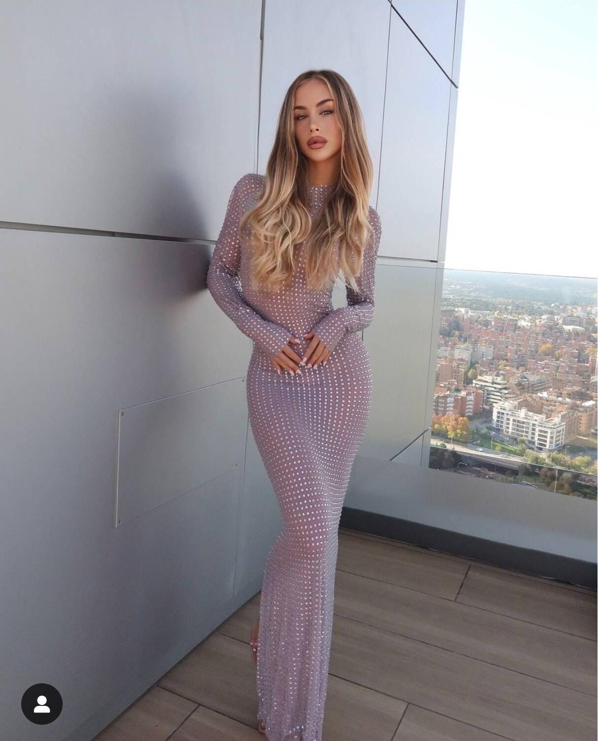 2025 جديد شفاف صورة تبادل لاطل - مراجعة Sparkly Rhinestone Club Party Dress وسعره