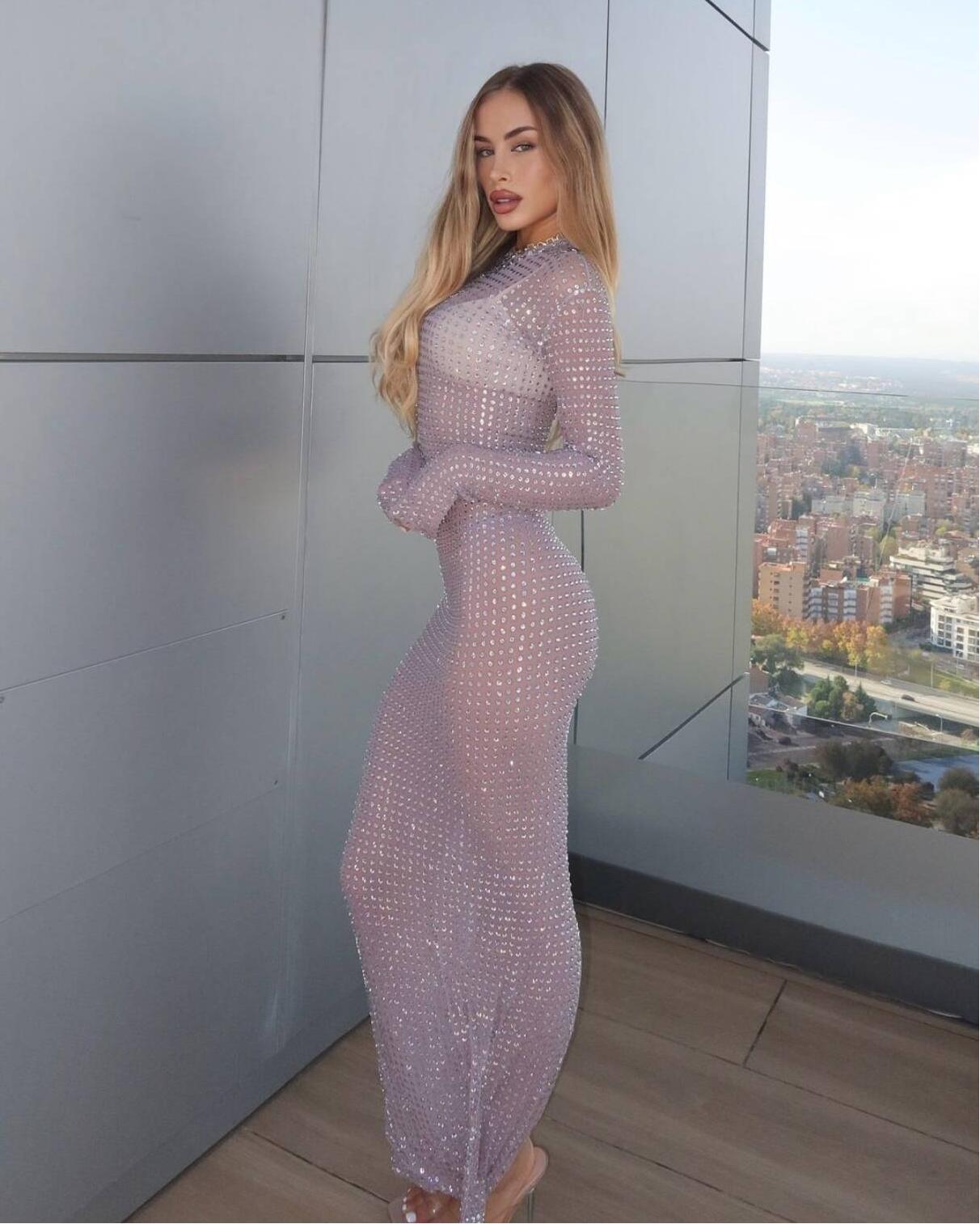 2025 جديد شفاف صورة تبادل لاطل - مراجعة Sparkly Rhinestone Club Party Dress وسعره