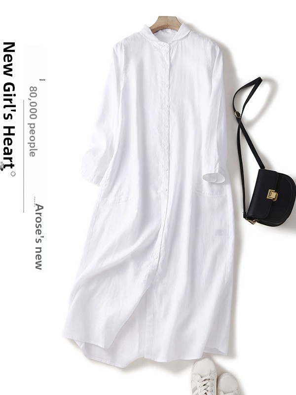 فستان قميص فضفاض من القطن والك - مراجعة Casual Loose Linen Shirt Dress وسعره