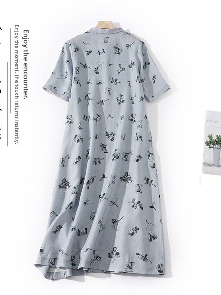 فستان قميص فضفاض من القطن والك - مراجعة Casual Loose Linen Shirt Dress وسعره