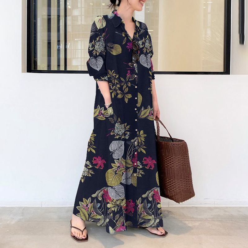 خريف جديد حجم كبير فستان غير ر - مراجعة Casual Loose Linen Shirt Dress وسعره