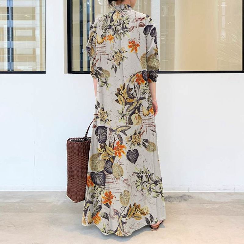 خريف جديد حجم كبير فستان غير ر - مراجعة Casual Loose Linen Shirt Dress وسعره