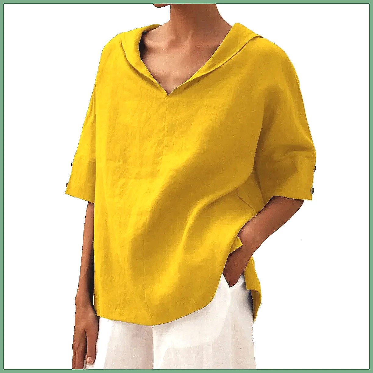 قميص نسائي فضفاض بياقة على شكل - مراجعة Blouses وسعره