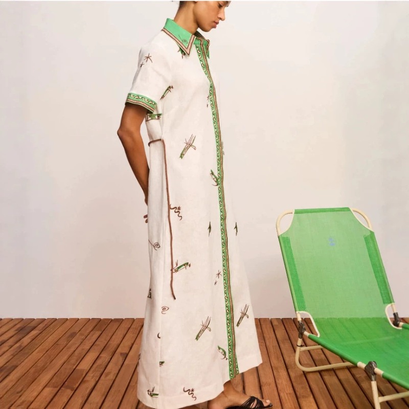 فستان قميص ماكسي نسائي جديد أص - مراجعة Casual Loose Linen Shirt Dress وسعره