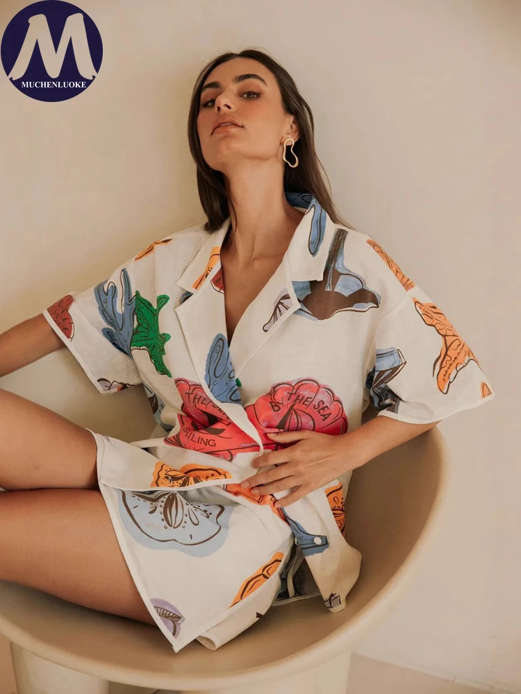 أطقم صيفية من قطعتين للنساء: ب - مراجعة Casual Loose Linen Shirt Dress وسعره