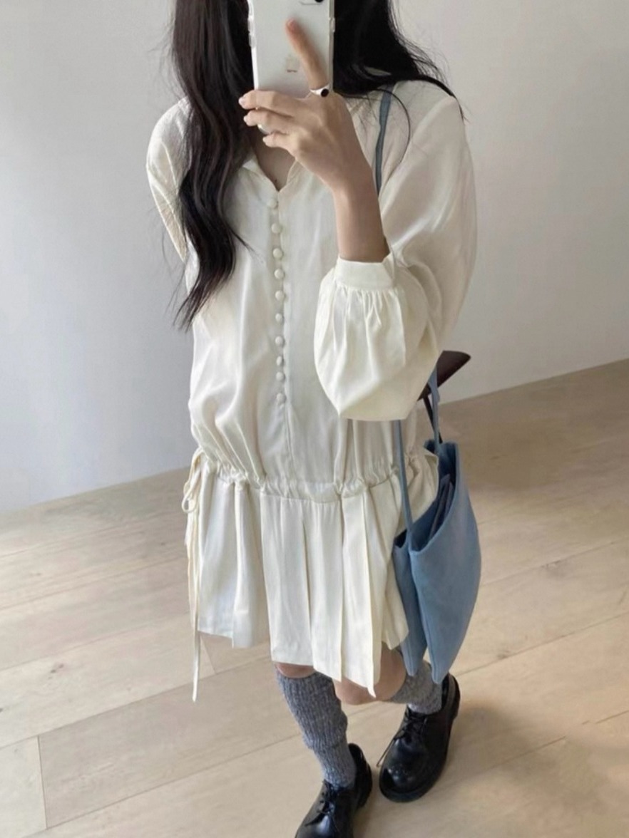 فستان نسائي أنيق بقصة A-line و - مراجعة Korean Style A Line Shirt Dress وسعره