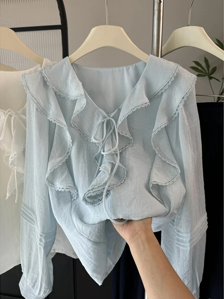 بلوزة فرنسية أنيقة بياقة على ش - مراجعة Blouses وسعره