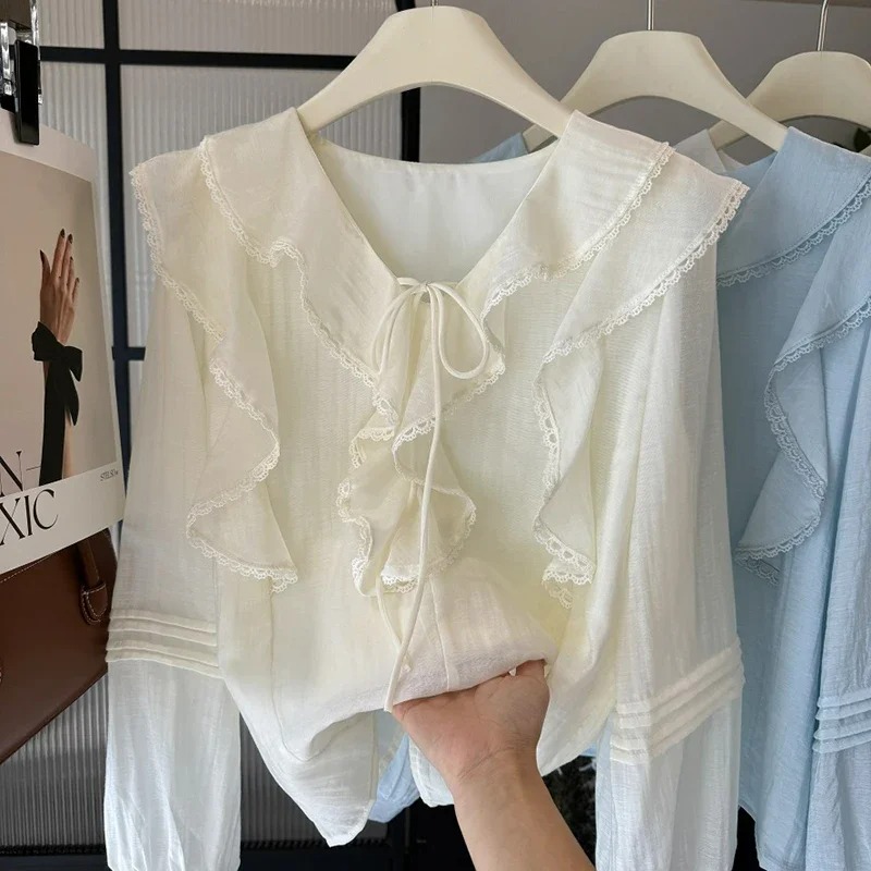 بلوزة فرنسية أنيقة بياقة على ش - مراجعة Blouses وسعره