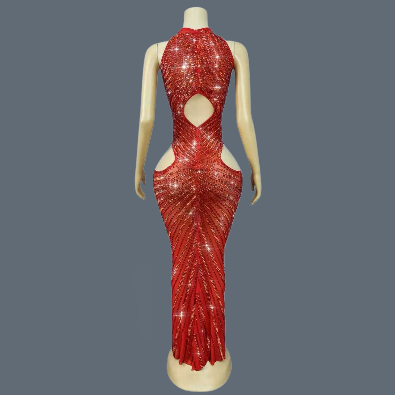 فستان حورية البحر الفاخر الأحم - مراجعة Sparkly Rhinestone Club Party Dress وسعره