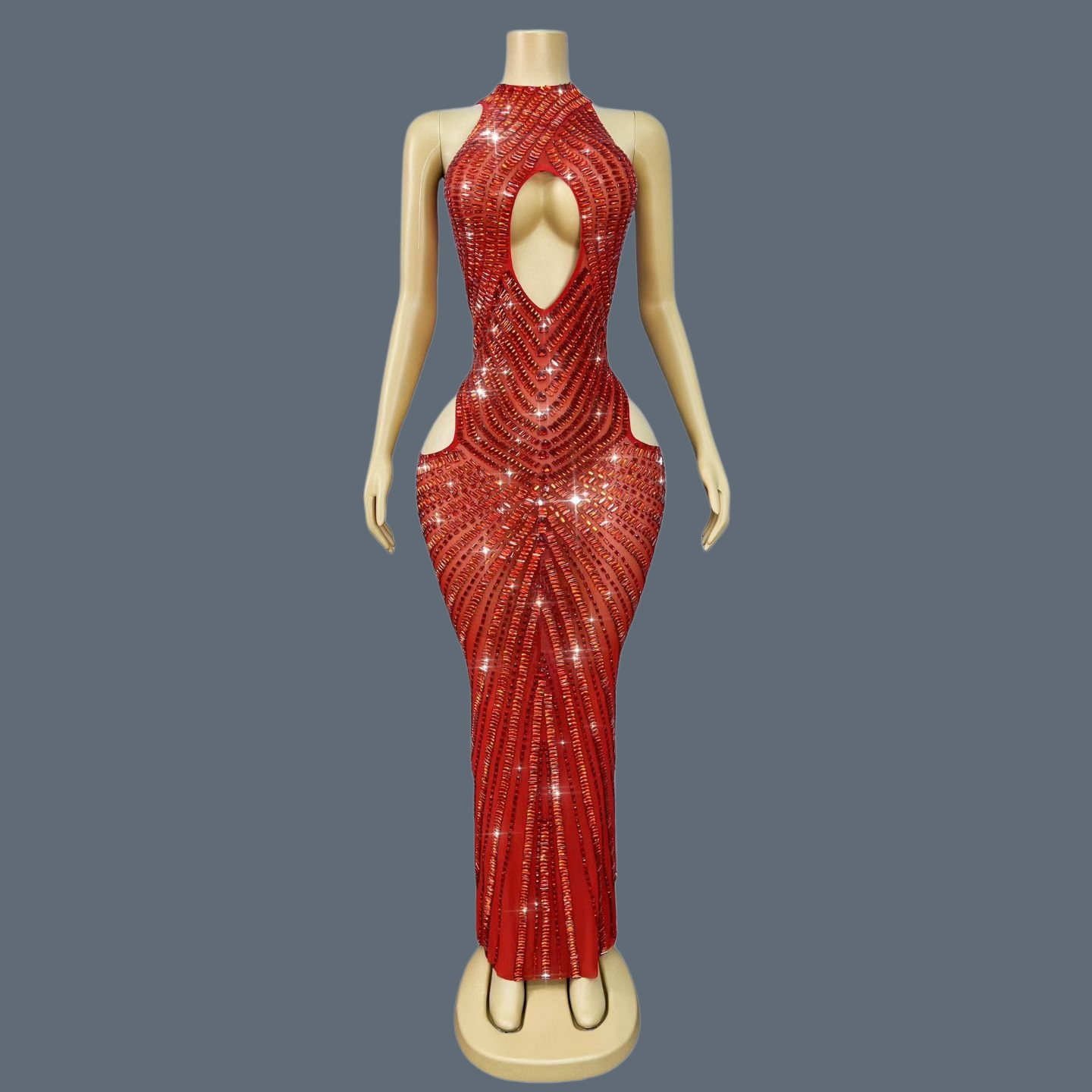 فستان حورية البحر الفاخر الأحم - مراجعة Sparkly Rhinestone Club Party Dress وسعره